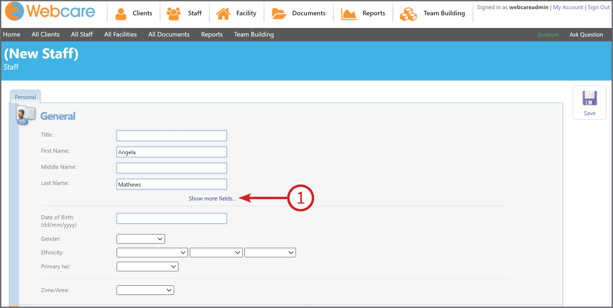 Add new staff webcare help centre