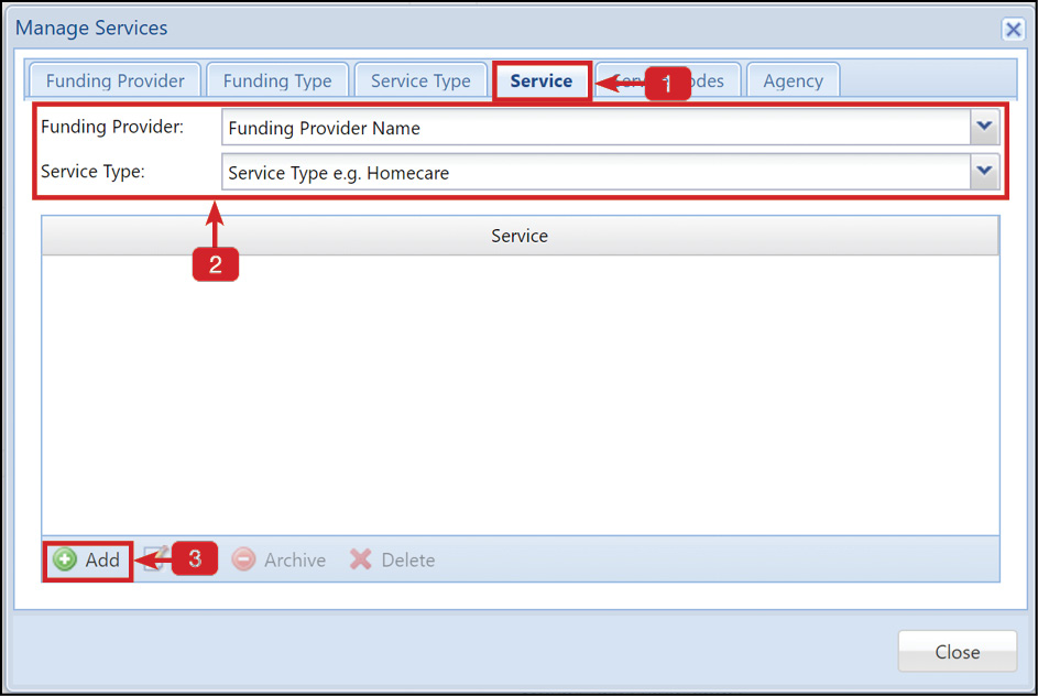 Services Adding a new Service care Help Centre
